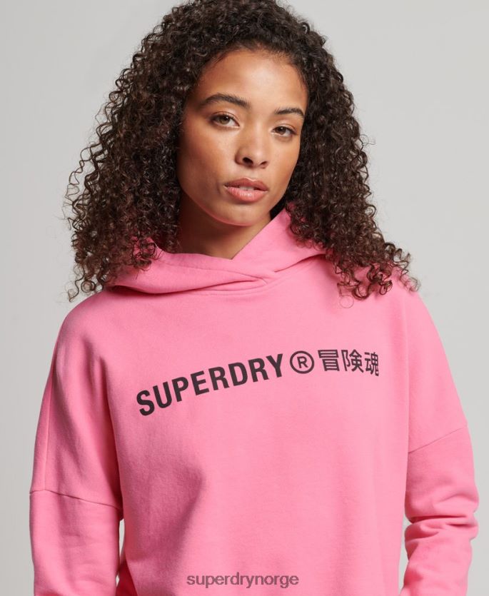 Superdry rosa klær 86P46D2303 core sport crop box hettegenser kvinner