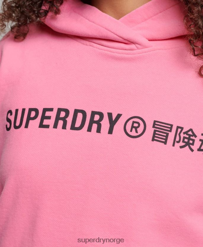 Superdry rosa klær 86P46D2303 core sport crop box hettegenser kvinner