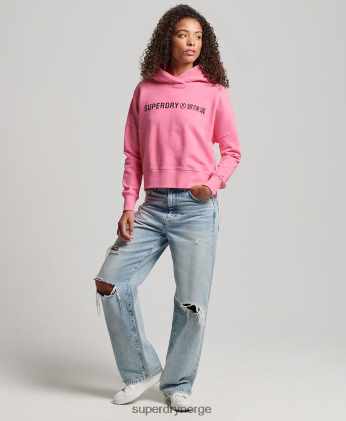 Superdry rosa klær 86P46D2303 core sport crop box hettegenser kvinner