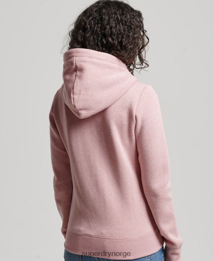 Superdry rosa klær 86P46D3279 vintage logo brodert hettegenser med glidelås kvinner