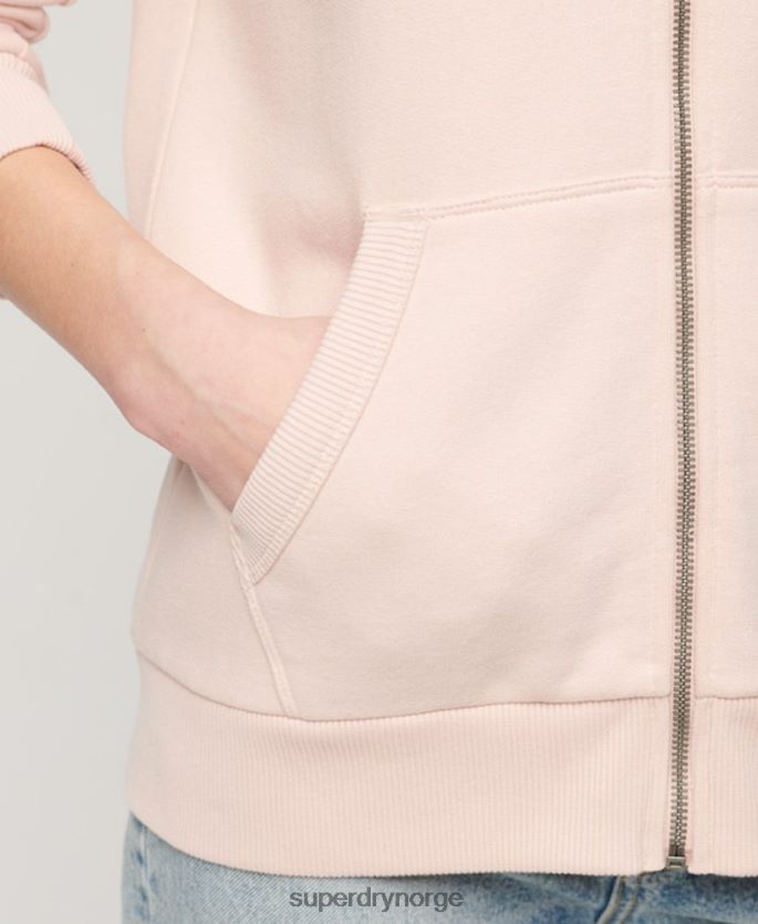 Superdry rosa klær 86P46D3287 Japansk vintage-logo-hettegenser med glidelås kvinner