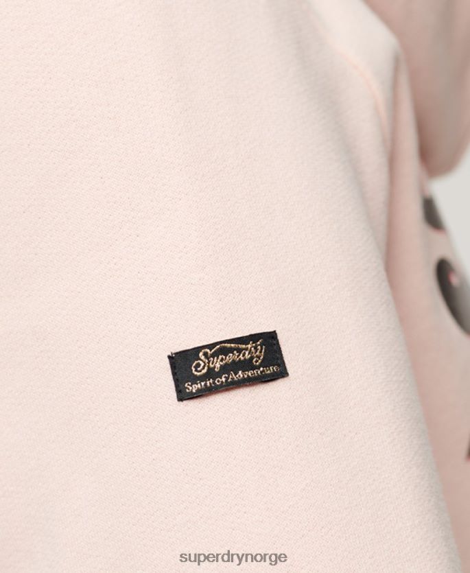 Superdry rosa klær 86P46D3287 Japansk vintage-logo-hettegenser med glidelås kvinner