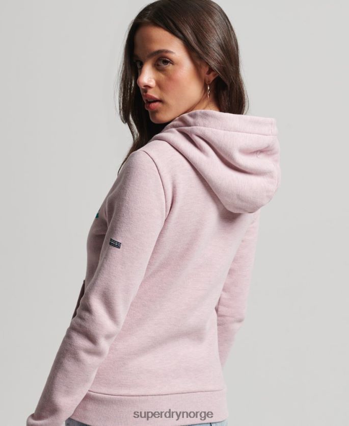 Superdry rosa klær 86P46D3298 vintage cooper hettegenser med nostalgisk glidelås kvinner