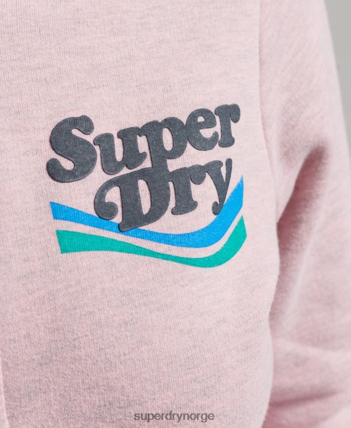 Superdry rosa klær 86P46D3298 vintage cooper hettegenser med nostalgisk glidelås kvinner
