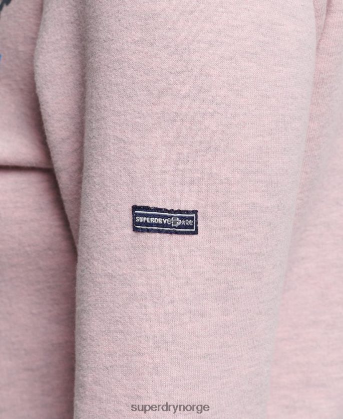 Superdry rosa klær 86P46D3298 vintage cooper hettegenser med nostalgisk glidelås kvinner