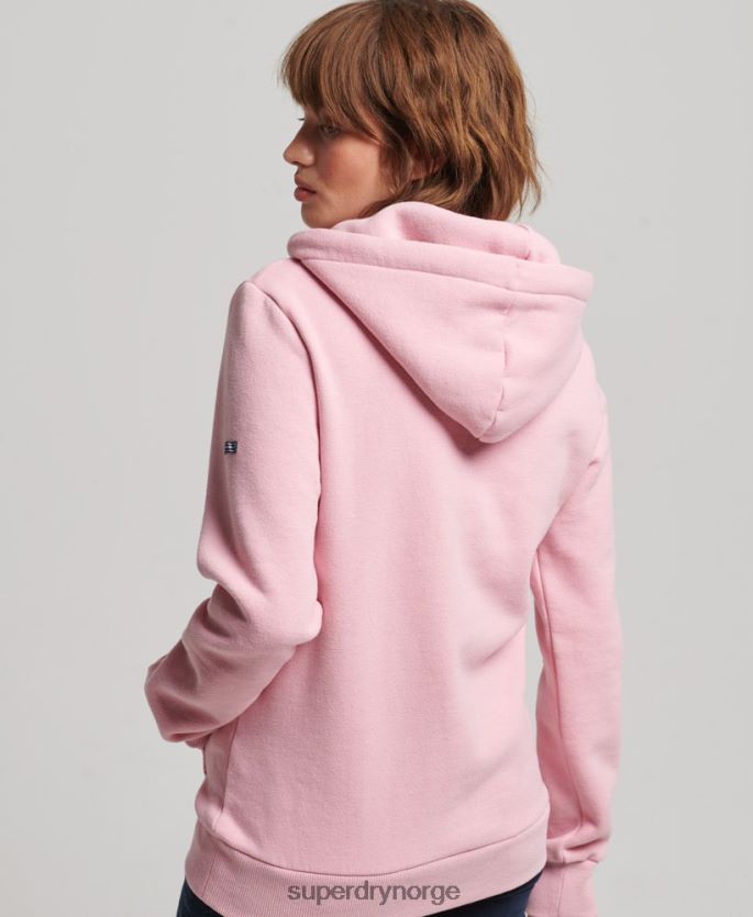 Superdry rosa klær 86P46D3338 hettegenser med preget grafisk logo kvinner