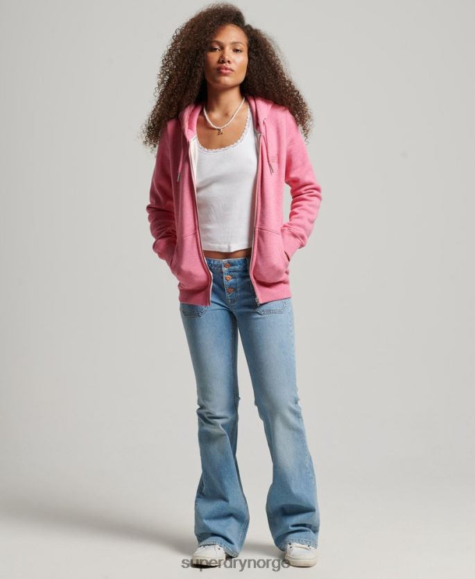 Superdry rosa klær 86P46D3355 vintage logo brodert hettegenser med glidelås kvinner