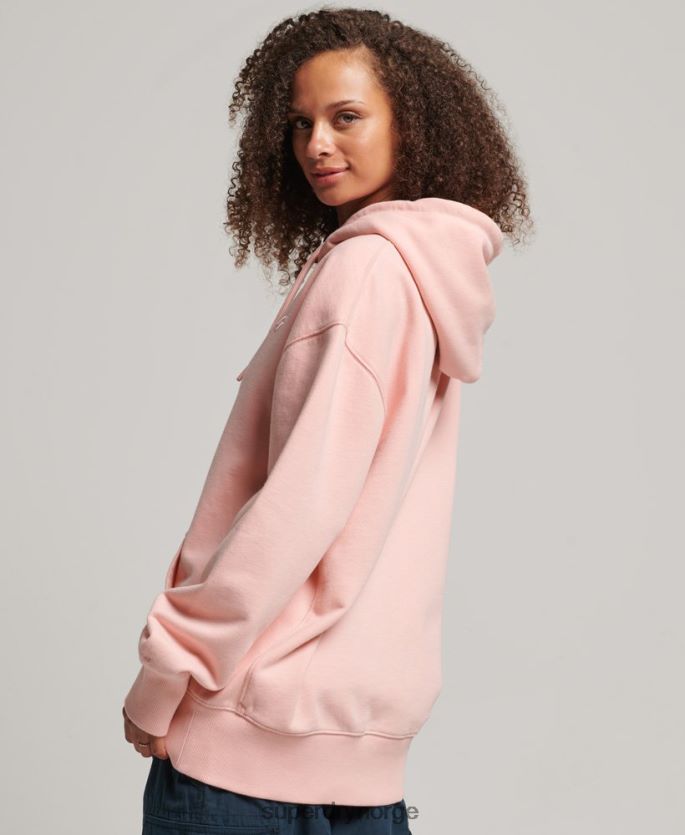Superdry rosa klær 86P46D3380 essensiell oversized hettegenser i økologisk bomull kvinner