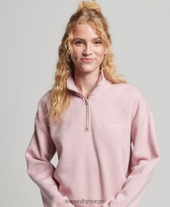 Superdry rosa klær 86P46D3404 Henley sweatshirt med vintage logo i økologisk bomull kvinner