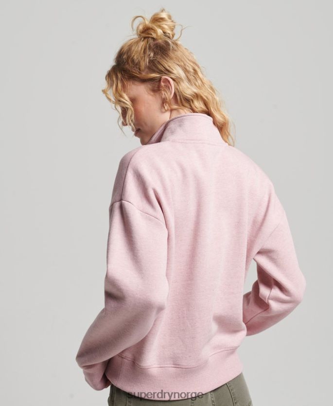Superdry rosa klær 86P46D3404 Henley sweatshirt med vintage logo i økologisk bomull kvinner