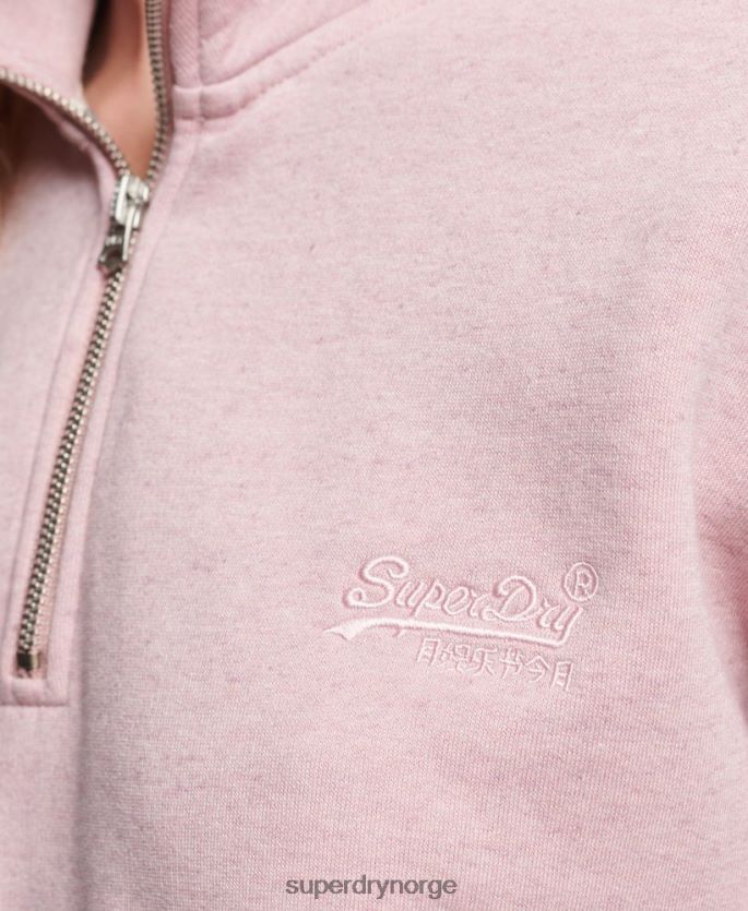 Superdry rosa klær 86P46D3404 Henley sweatshirt med vintage logo i økologisk bomull kvinner