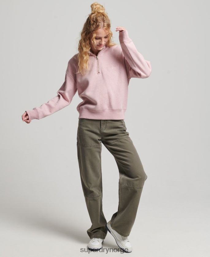 Superdry rosa klær 86P46D3404 Henley sweatshirt med vintage logo i økologisk bomull kvinner