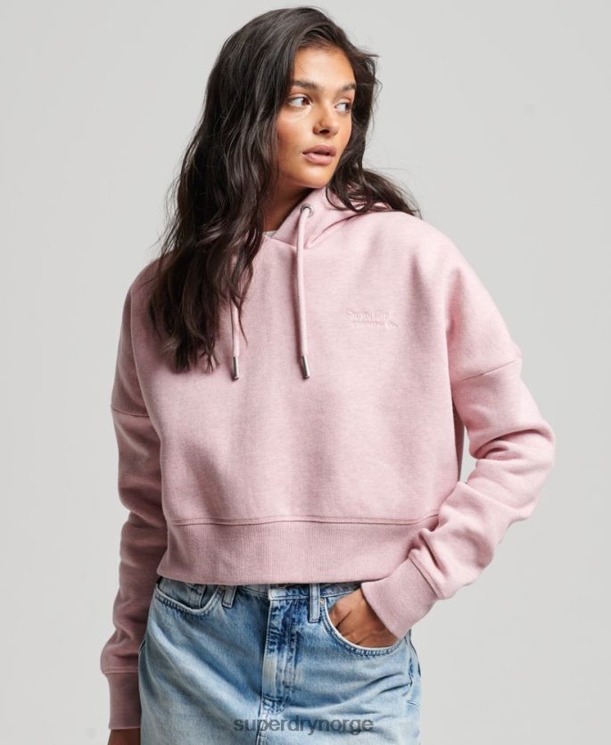 Superdry rosa klær 86P46D3430 vintage hettegenser med beskjæring med logo kvinner