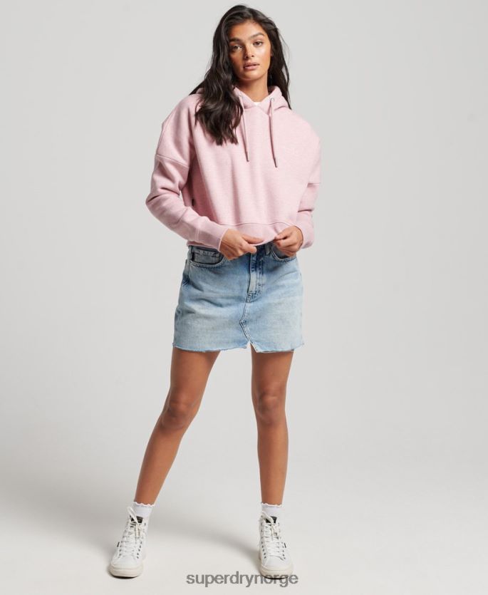 Superdry rosa klær 86P46D3430 vintage hettegenser med beskjæring med logo kvinner