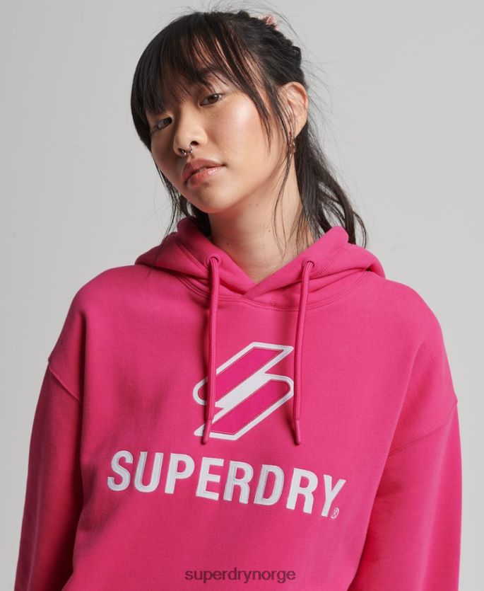 Superdry rosa klær 86P46D3432 kode stablet applikasjon oversized hettegenser kvinner