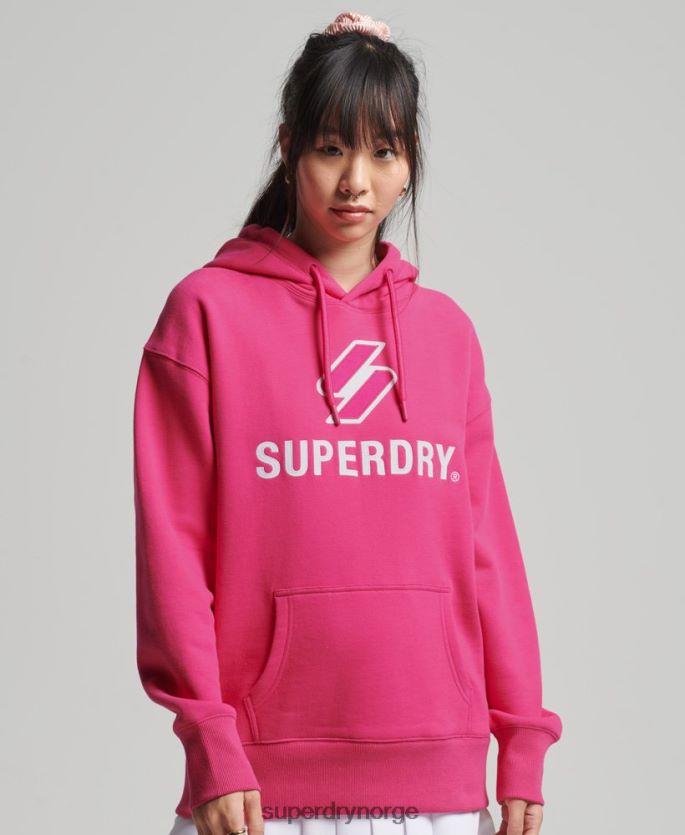 Superdry rosa klær 86P46D3432 kode stablet applikasjon oversized hettegenser kvinner