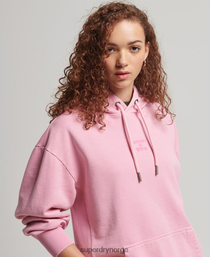 Superdry rosa klær 86P46D3450 kode logo plaggfarge oversized hettegenser kvinner