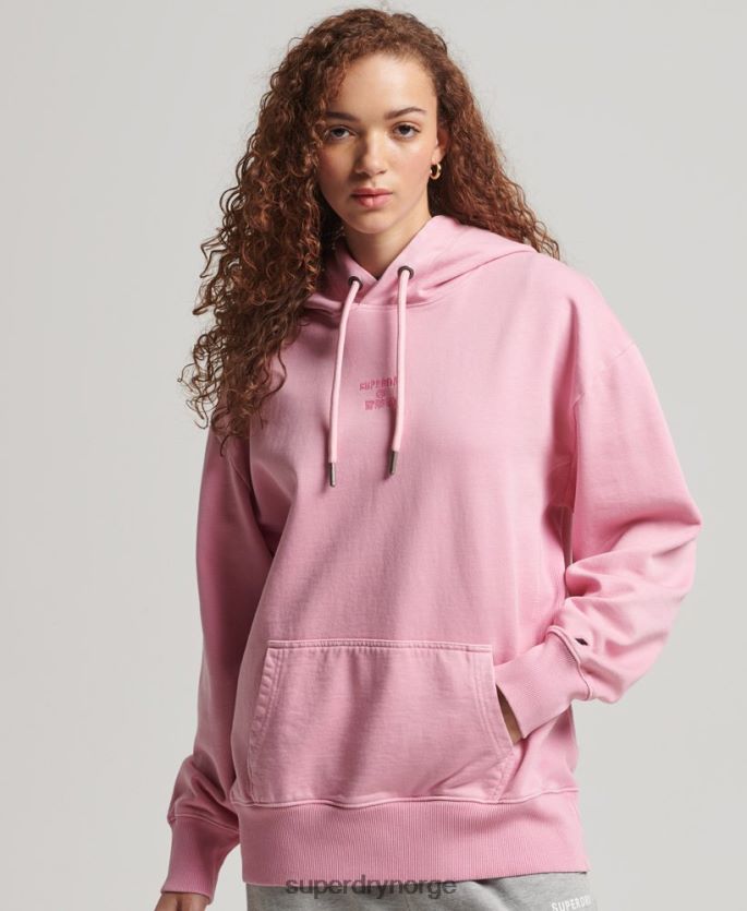 Superdry rosa klær 86P46D3450 kode logo plaggfarge oversized hettegenser kvinner