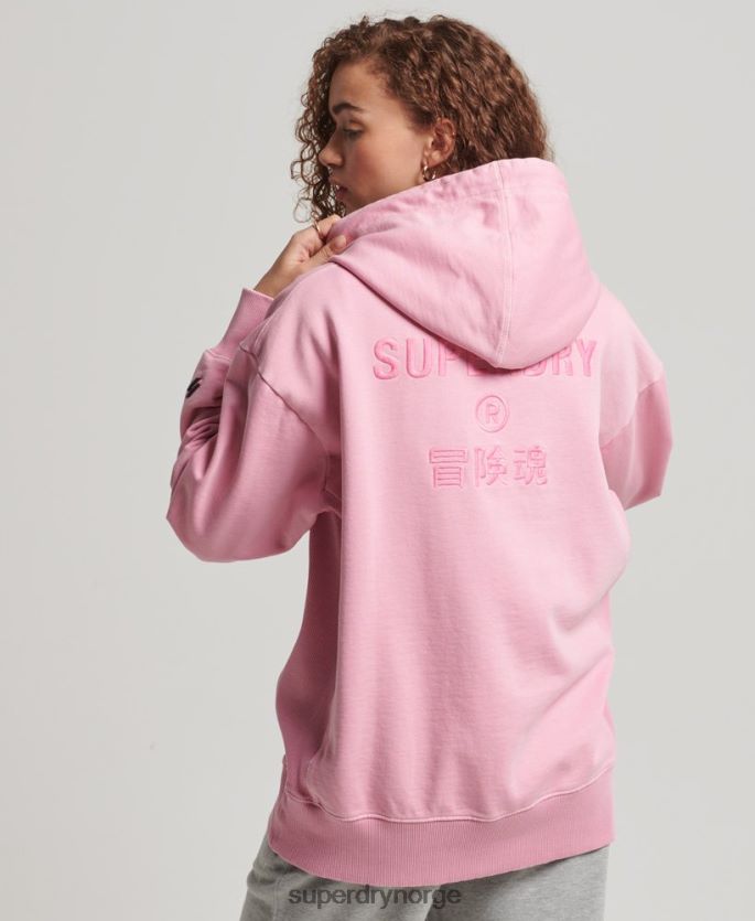 Superdry rosa klær 86P46D3450 kode logo plaggfarge oversized hettegenser kvinner