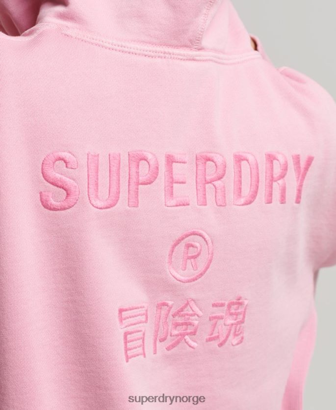 Superdry rosa klær 86P46D3450 kode logo plaggfarge oversized hettegenser kvinner