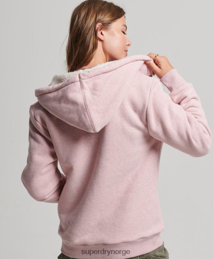 Superdry rosa klær 86P46D5745 essensiell borg-fôret hettegenser med glidelås kvinner