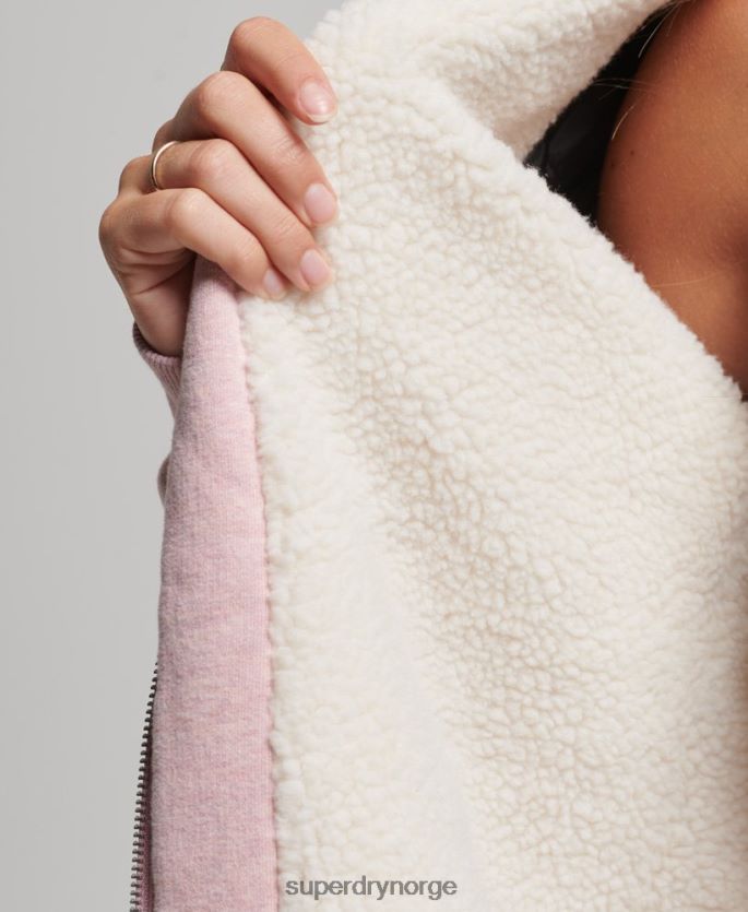 Superdry rosa klær 86P46D5745 essensiell borg-fôret hettegenser med glidelås kvinner