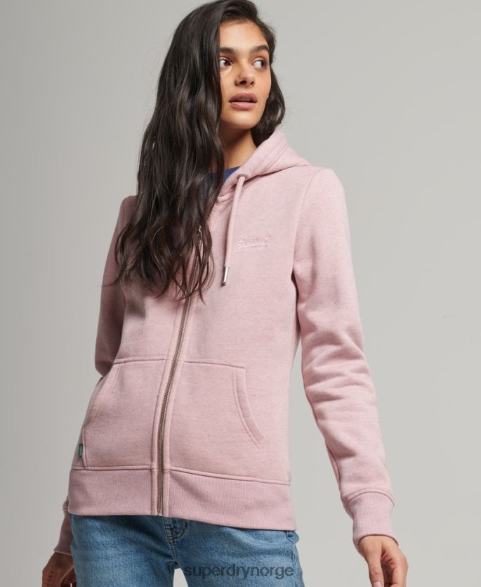 Superdry rosa klær 86P46D5763 vintage hettegenser med glidelås i økologisk bomull kvinner