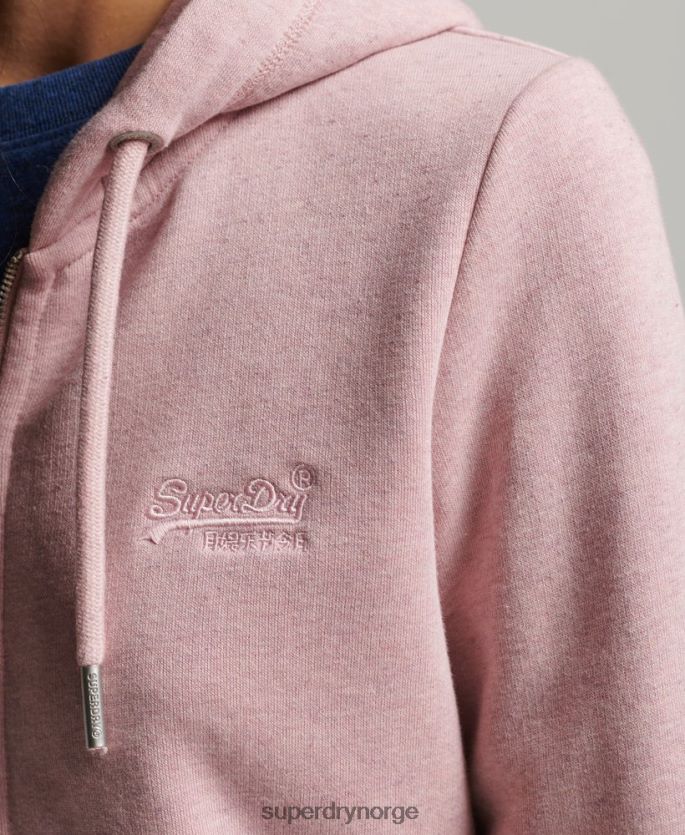 Superdry rosa klær 86P46D5763 vintage hettegenser med glidelås i økologisk bomull kvinner