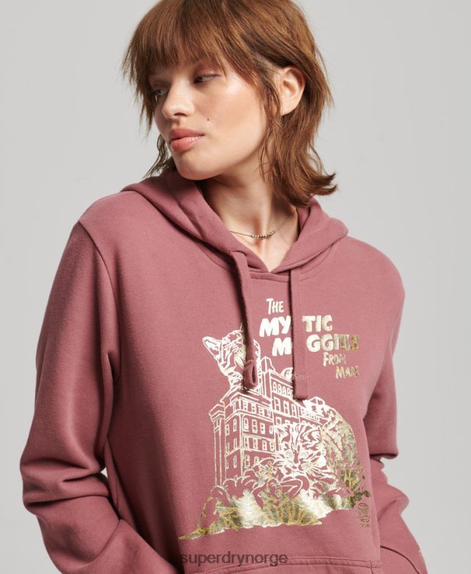 Superdry rosa klær 86P46D5774 vintage b-film-hettegenser kvinner