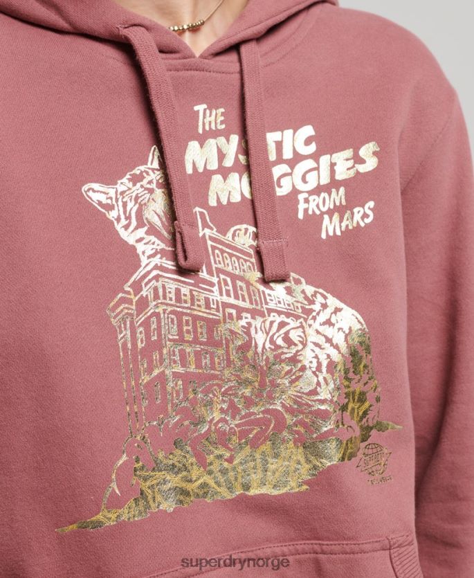 Superdry rosa klær 86P46D5774 vintage b-film-hettegenser kvinner