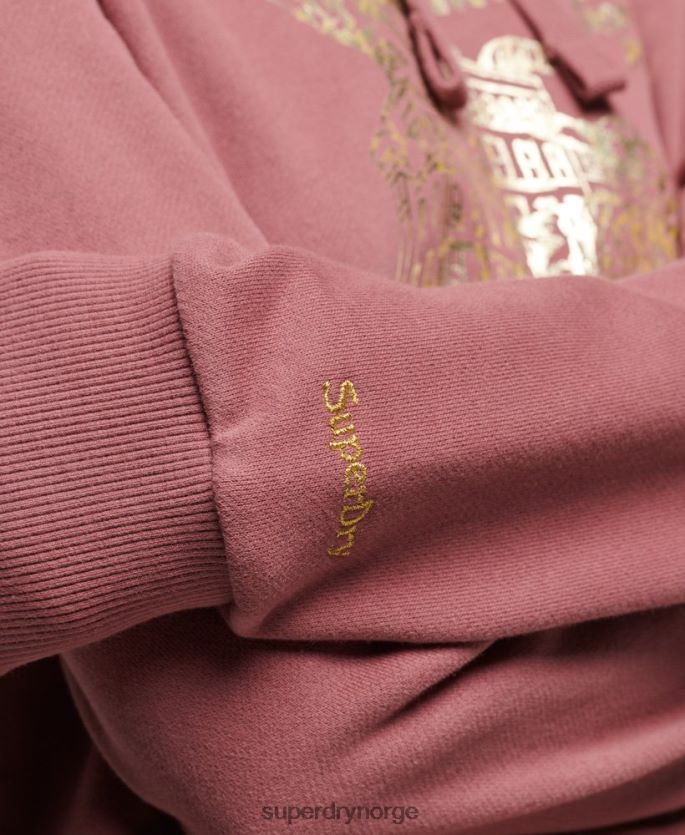 Superdry rosa klær 86P46D5774 vintage b-film-hettegenser kvinner