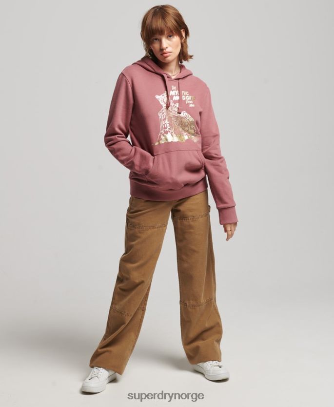 Superdry rosa klær 86P46D5774 vintage b-film-hettegenser kvinner