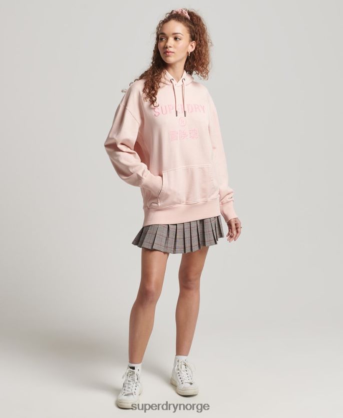 Superdry rosa klær 86P46D5775 kode logo plaggfarge oversized hettegenser kvinner