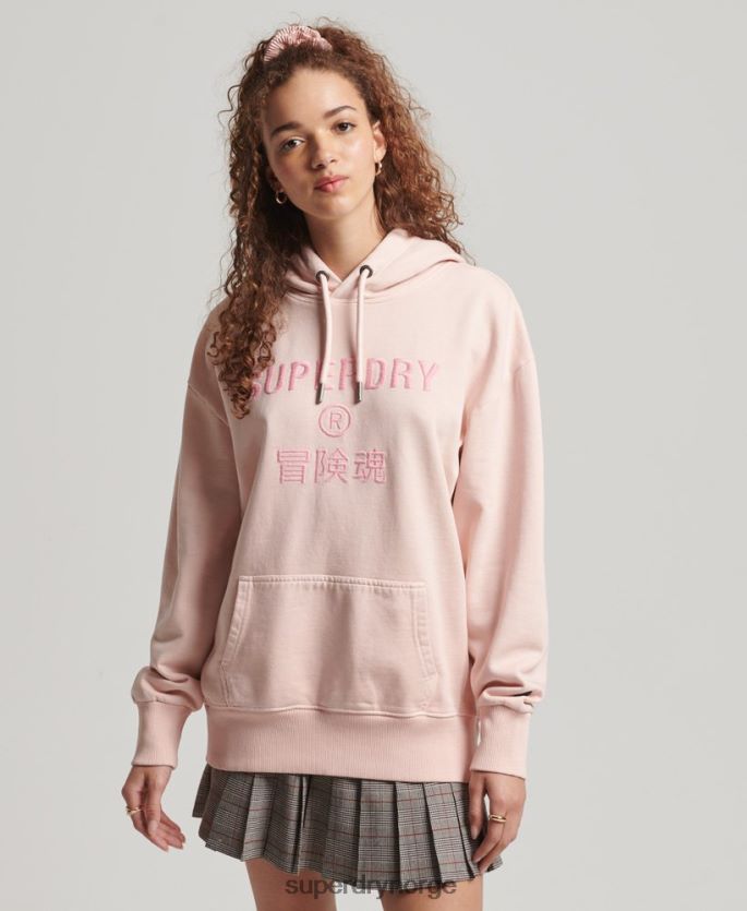 Superdry rosa klær 86P46D5775 kode logo plaggfarge oversized hettegenser kvinner