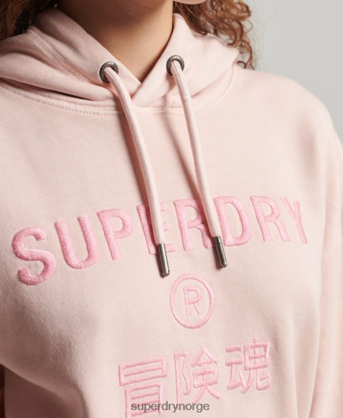 Superdry rosa klær 86P46D5775 kode logo plaggfarge oversized hettegenser kvinner