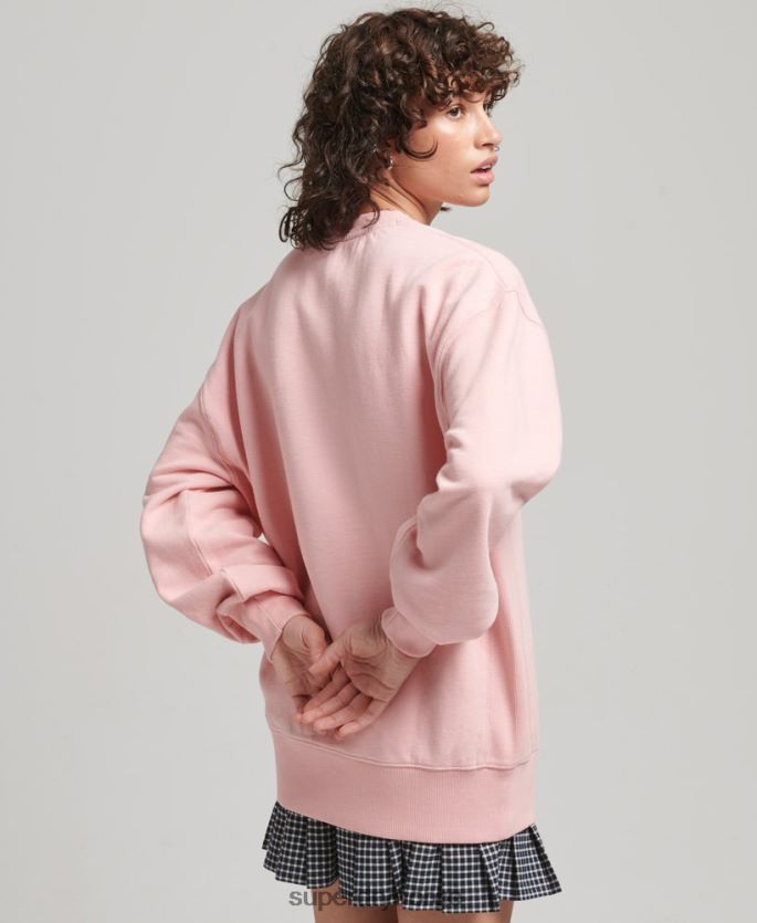 Superdry rosa klær 86P46D5808 Heritage oversized brodert crew-genser kvinner
