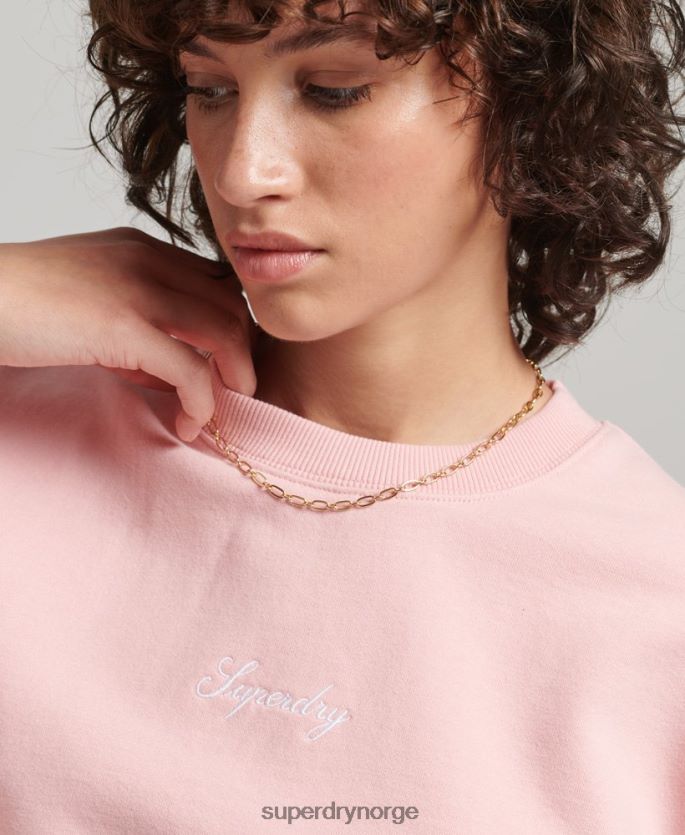 Superdry rosa klær 86P46D5808 Heritage oversized brodert crew-genser kvinner