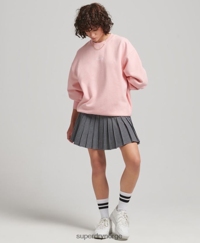 Superdry rosa klær 86P46D5808 Heritage oversized brodert crew-genser kvinner