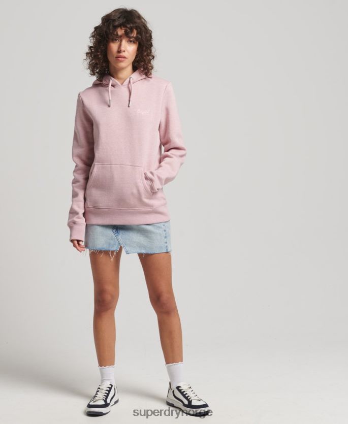Superdry rosa klær 86P46D5876 vintage logobrodert hettegenser i økologisk bomull kvinner