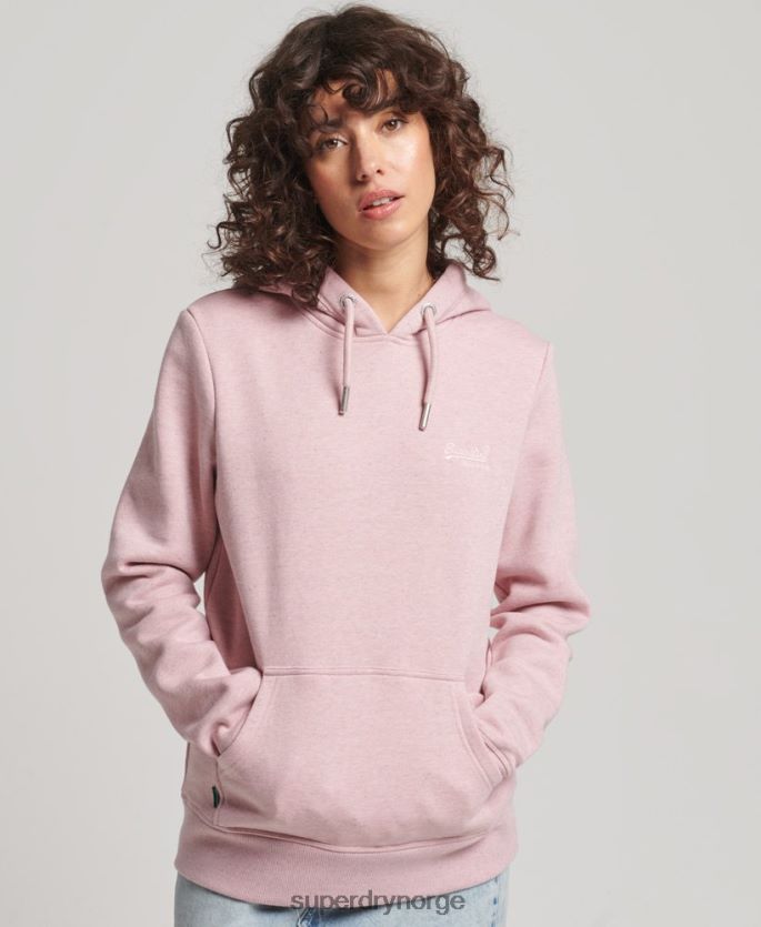 Superdry rosa klær 86P46D5876 vintage logobrodert hettegenser i økologisk bomull kvinner