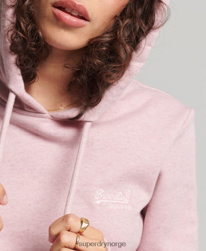 Superdry rosa klær 86P46D5876 vintage logobrodert hettegenser i økologisk bomull kvinner
