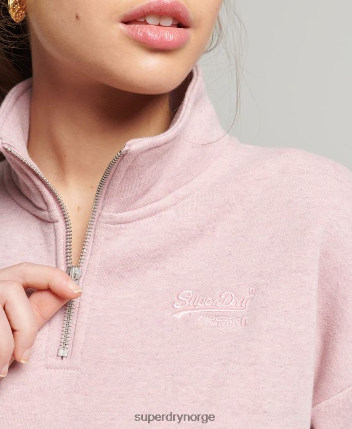 Superdry rosa klær 86P46D5886 Henley sweatshirt med vintage logo i økologisk bomull kvinner