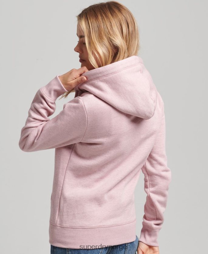 Superdry rosa klær 86P46D5900 hettegenser med logo og glidelås i økologisk bomull kvinner