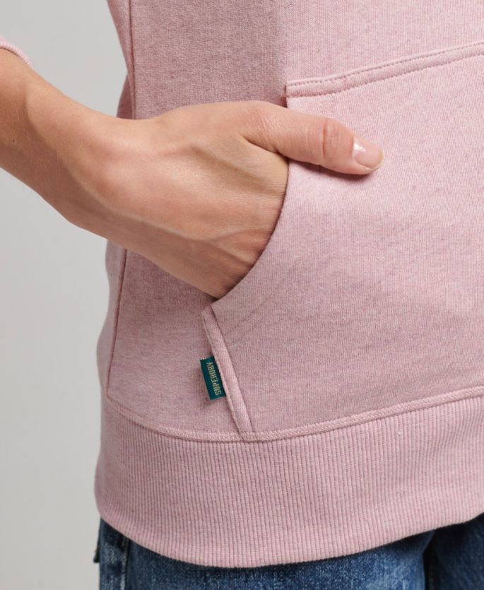 Superdry rosa klær 86P46D5900 hettegenser med logo og glidelås i økologisk bomull kvinner