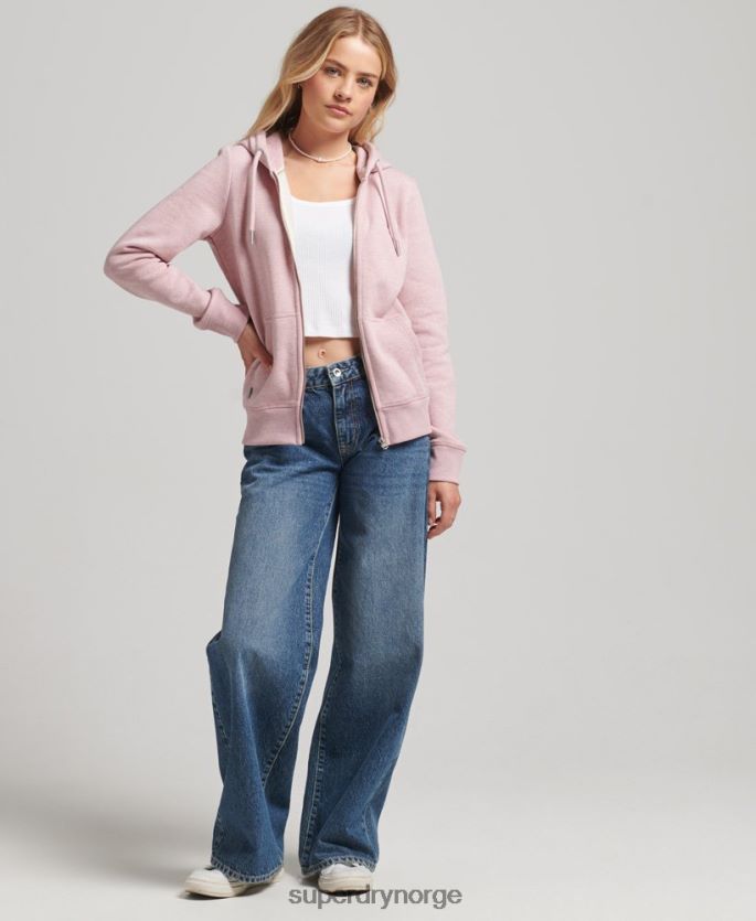 Superdry rosa klær 86P46D5900 hettegenser med logo og glidelås i økologisk bomull kvinner