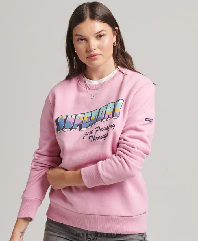 Superdry rosa klær 86P46D5902 vintage sweatshirt for reisemannskaper kvinner