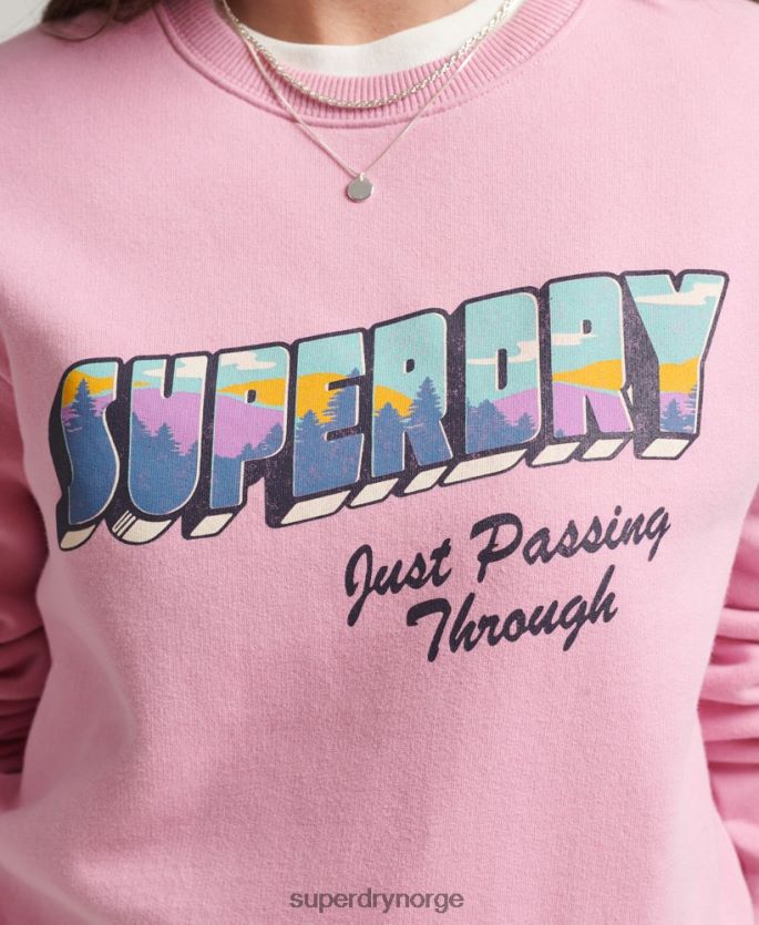 Superdry rosa klær 86P46D5902 vintage sweatshirt for reisemannskaper kvinner