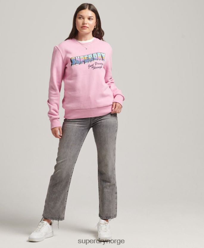 Superdry rosa klær 86P46D5902 vintage sweatshirt for reisemannskaper kvinner