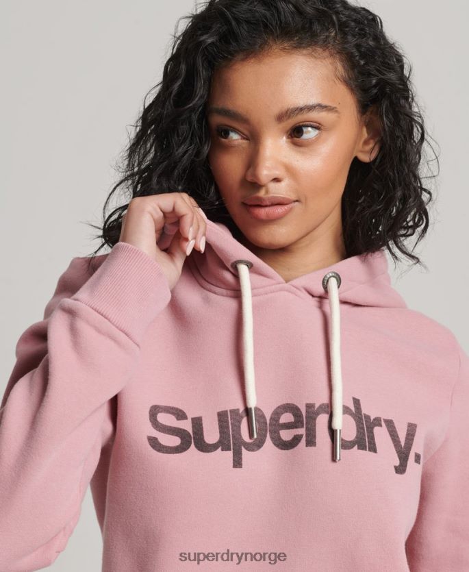Superdry rosa klær 86P46D5967 logo-hettegenser i økologisk bomull kvinner