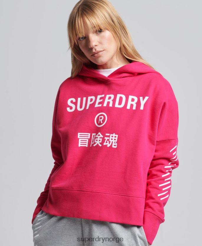 Superdry rosa klær 86P46D6098 code core sport crop box hettegenser kvinner